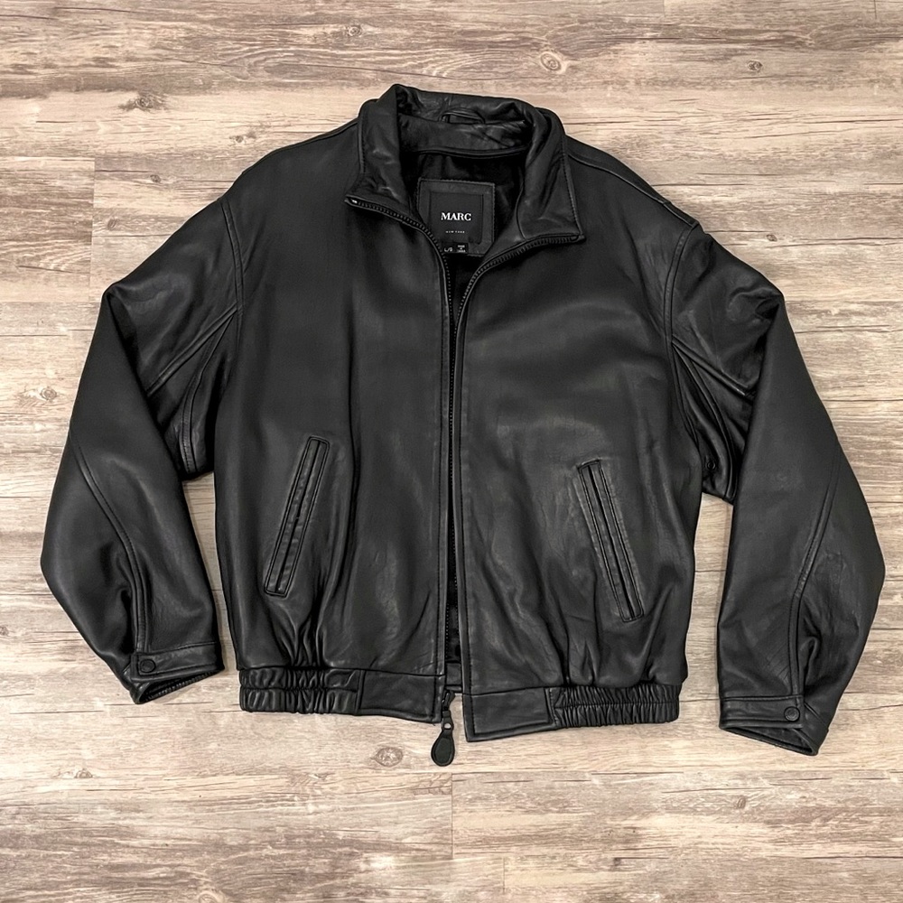 Marc Designer Leather Genuine Moto Jacket - Large - Like New